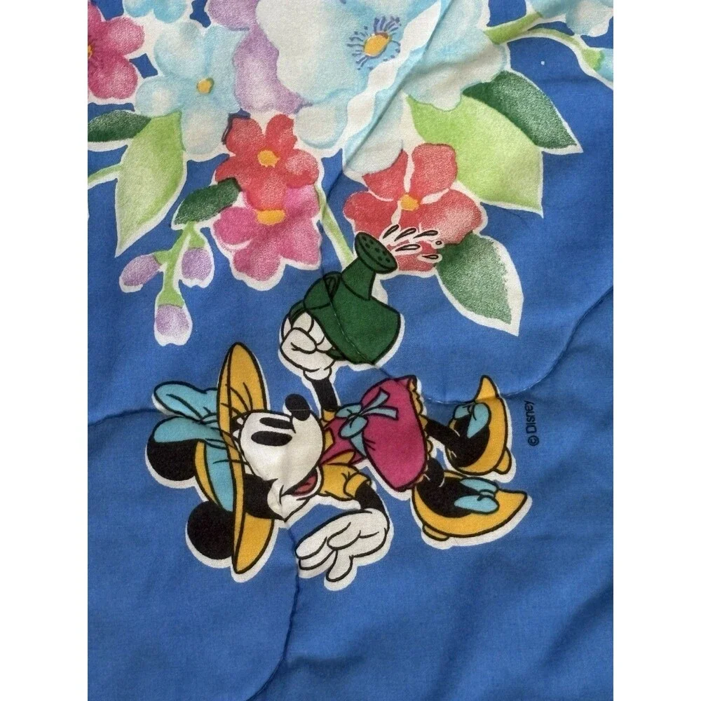 Vintage Minnie Mouse Quilted Twin Size Comforter Floral Gardening 1990’s